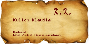 Kulich Klaudia névjegykártya